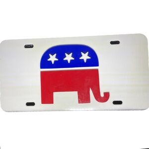 Vintage GOP Republican Thick Plastic Elephant Novelty License Plate 12”x6”